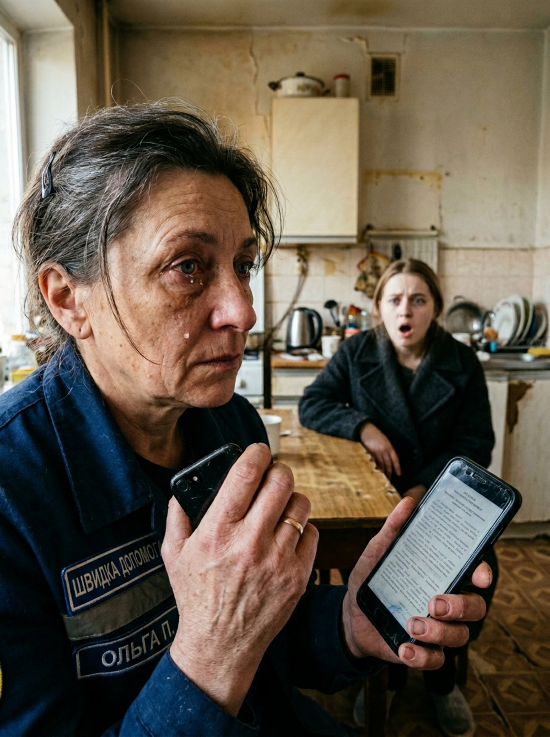 «выходит восемьсот тысяч гривен» — дочь произносит сумму, а мать‑фельдшер после суточного дежурства молча смотрит на огрубевшие ладони